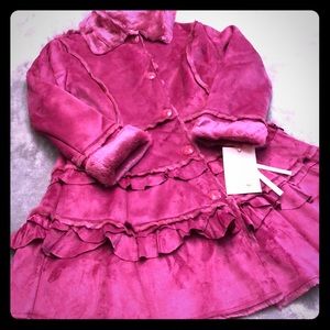 Widgeon Girls 8 Fucshia Shearling Dress Coat